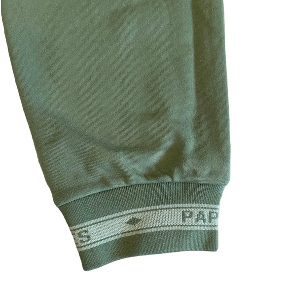 Paper Planes Men's Bronze Green French Terry Logo Jacquard Sweatpants - Large - Picture 10 of 11